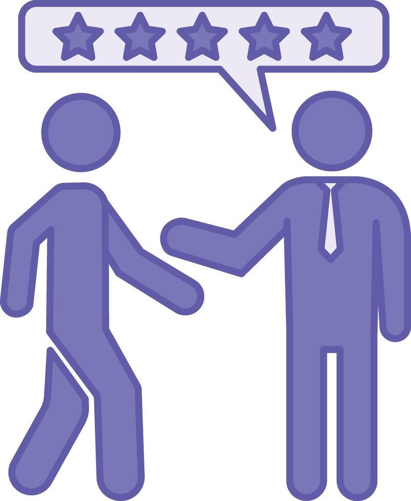 Colored Review Icon. Illustration. Man Gives a Good Recommendation To Another Person. Analysis, Evaluation, Comment, or Discussion About Something. Influencer Concept vector
