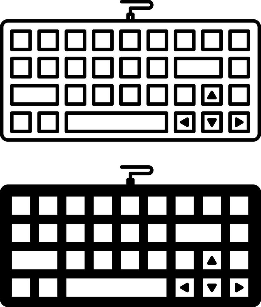 Keyboard Icons. Black And White Illustrations. Device Used To Enter Information Into A Computer. Gadget, Technology. Concept Devices vector