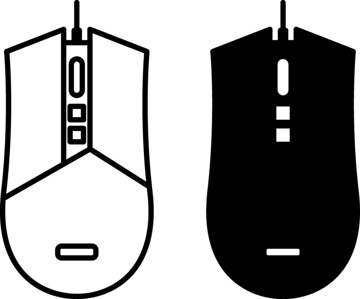 Computer Mouse Icons. Black and White Illustrations. Cursor Control Device. Gadget, Technology. Concept Devices vector