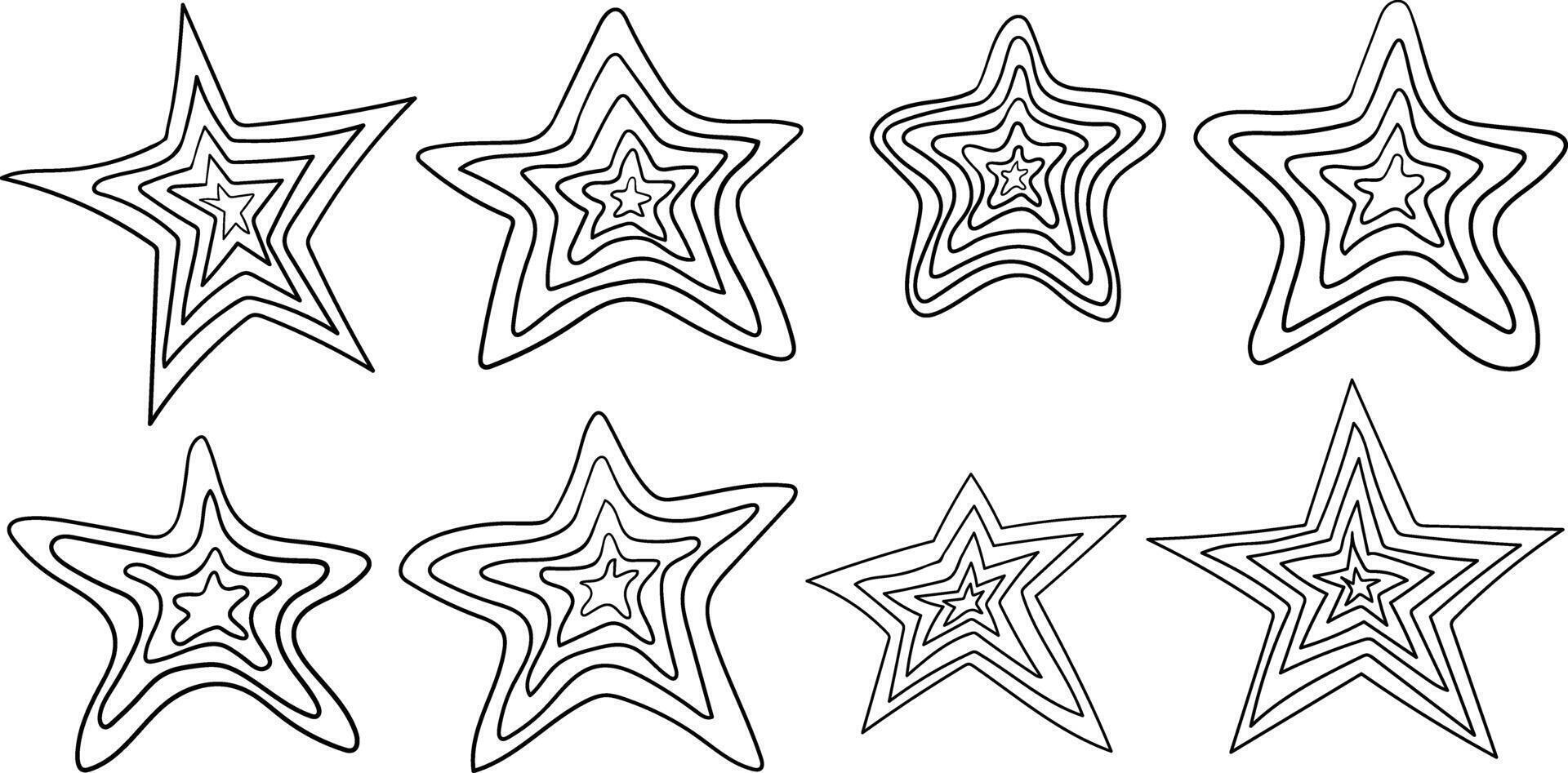 abstract line stars set isolated creative doodle elements for web design decor cosmic space festive digital graphic illustration vector