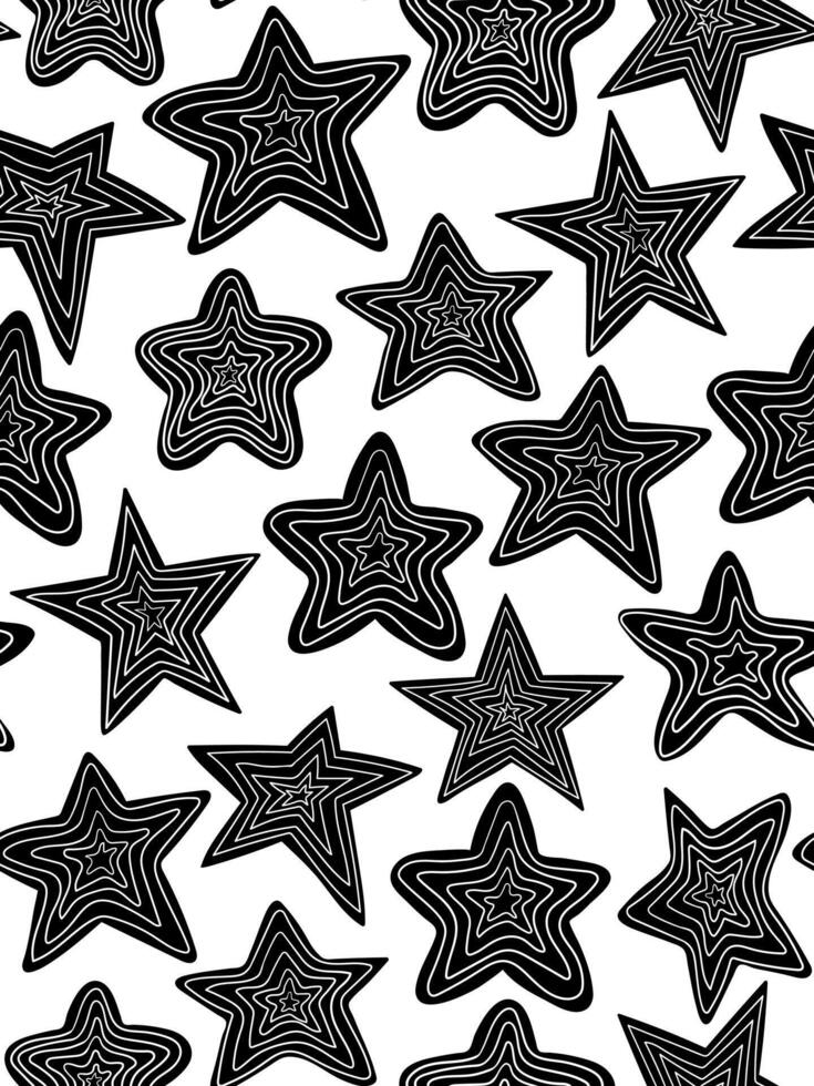 abstract black stars seamless pattern white background modern whimsical design for cosmic web decor digital illustration space magic wallpaper vector