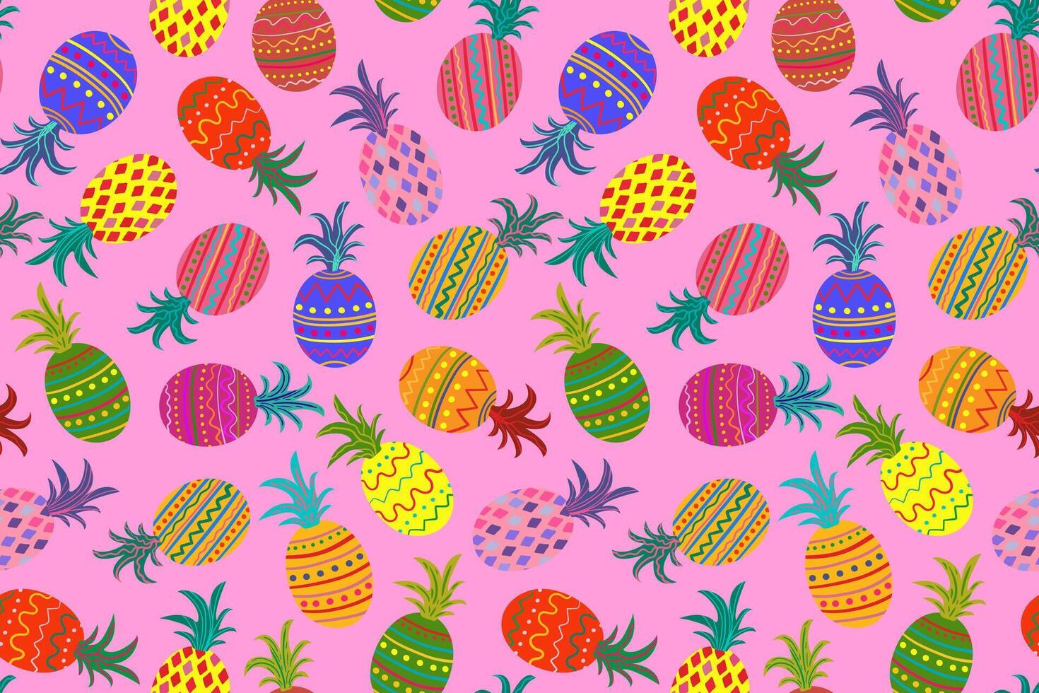 pink tropical seamless pineapple pattern abstract summer background bright exotic fruit design decorative vibrant art textile print paper digital illustration vector