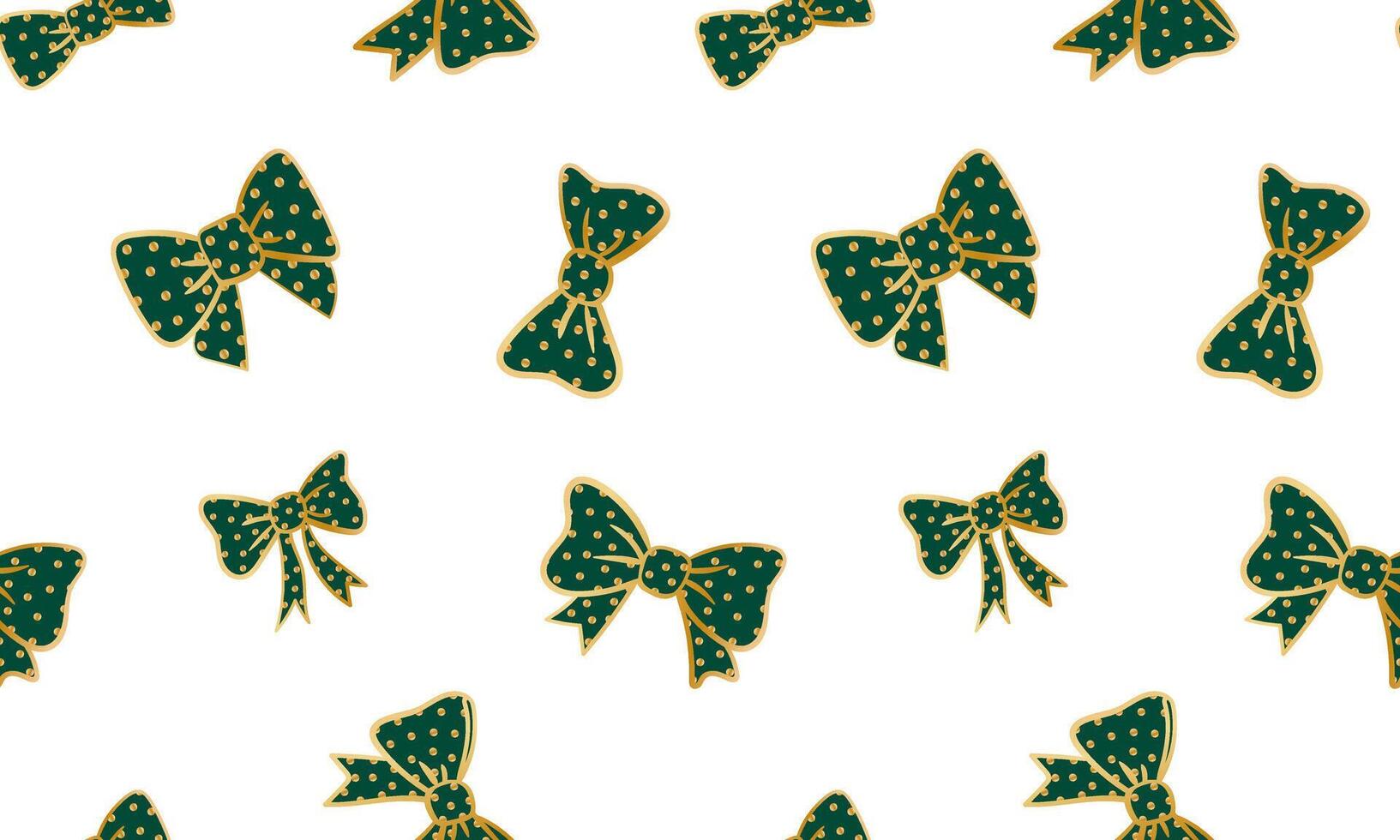 seamless emerald green gold polka dot bows pattern simple minimalist glamorous texture white background festive luxury design vector