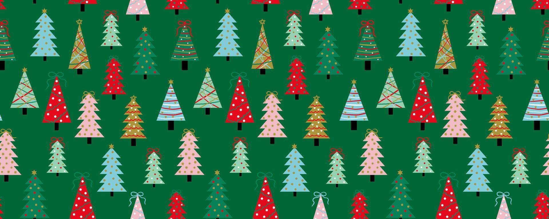 seamless christmas new year trees pattern festive holiday background with abstract elements for wrapping paper web design vector