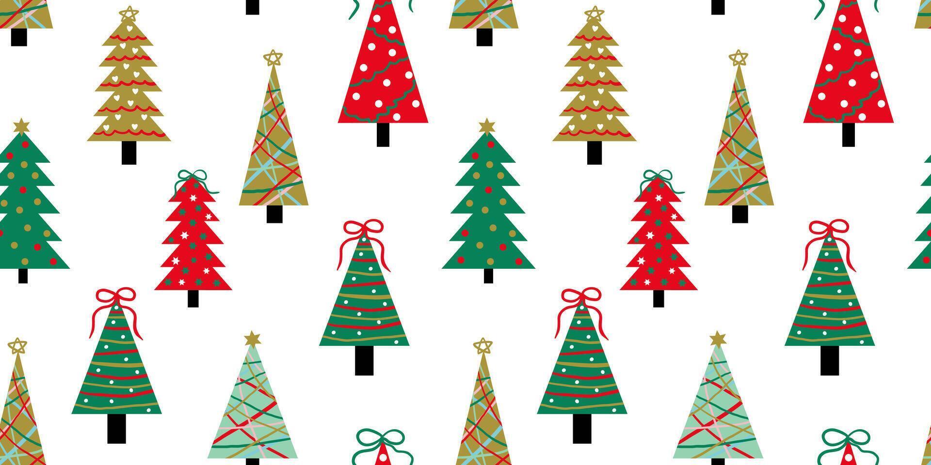 modern trendy seamless christmas new year trees pattern simple art elements for greeting cards paper design vector