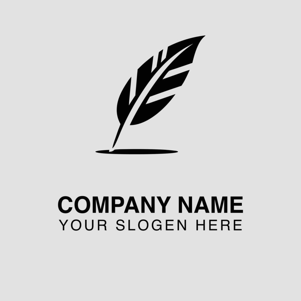 Feather quill logo design for writer author and legal services company branding and identity vector