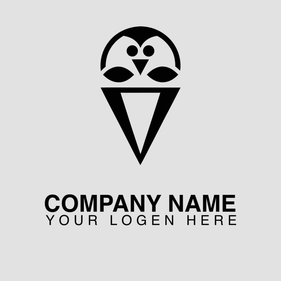 Penguin ice cream cone logo isolated on white background vector