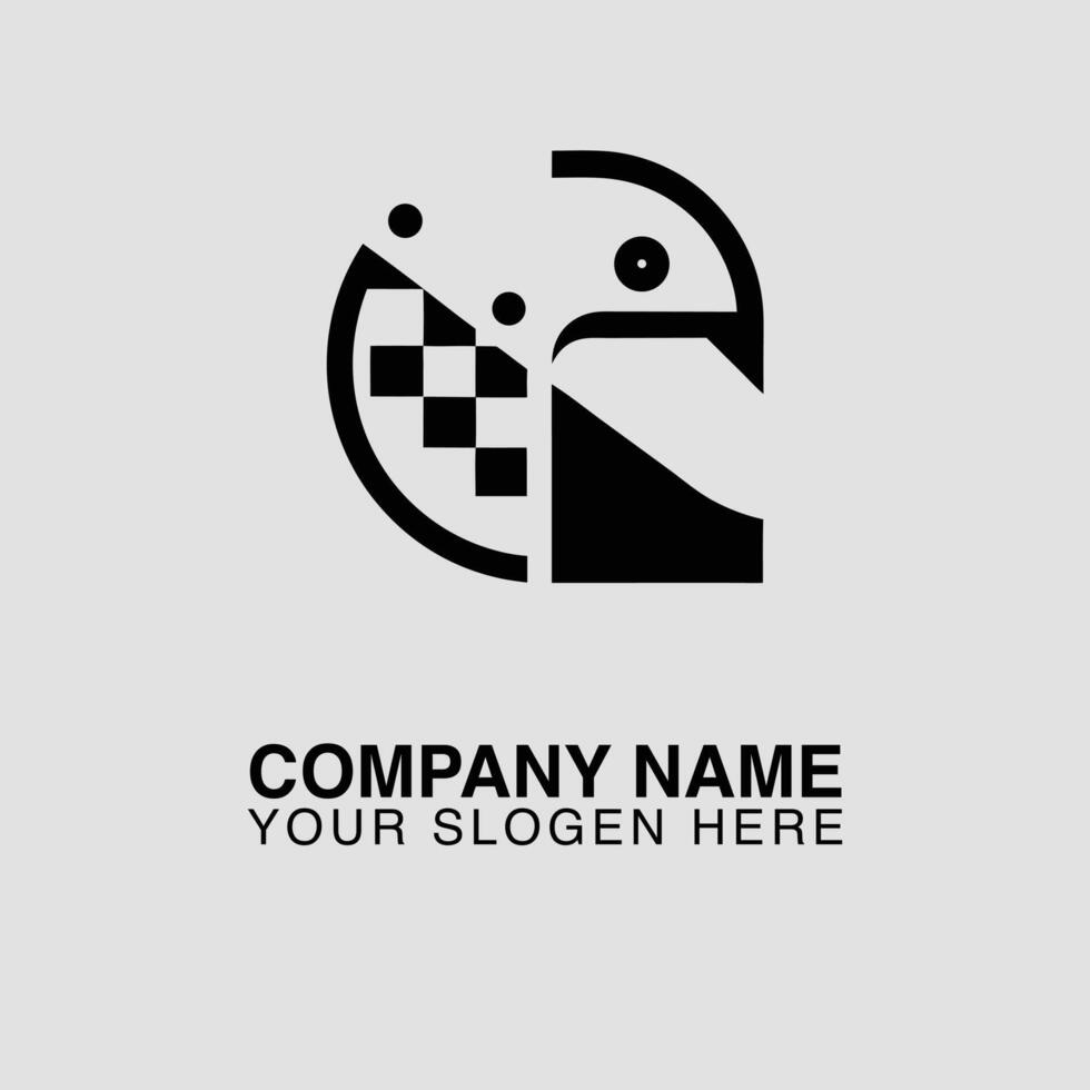 Abstract logo design featuring a bird and checkered pattern, creating a modern and unique emblem for a company or brand, isolated on white background vector