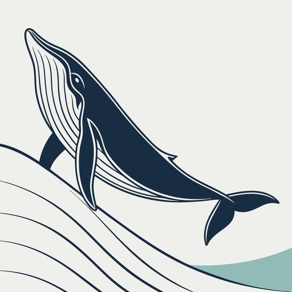 Majestic humpback whale breaching the ocean surface, a captivating marine animal illustration with elegant lines and a serene aquatic ambiance vector