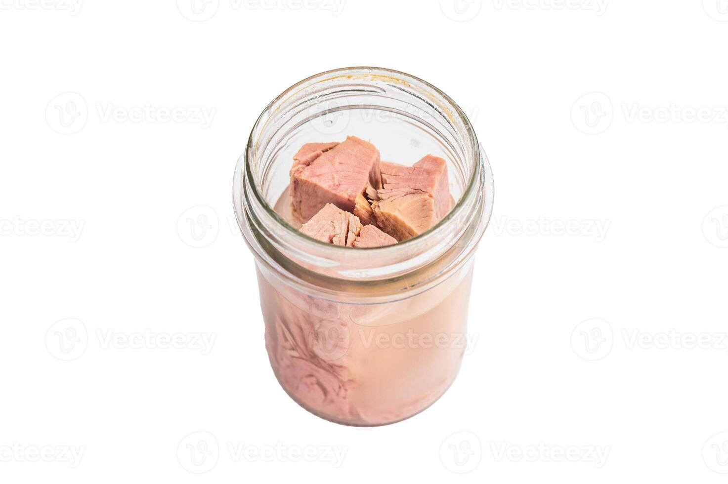 Versatile tinned canned tuna ready to elevate your recipes, from pasta dishes to hearty casseroles. isolated on white background. top view photo