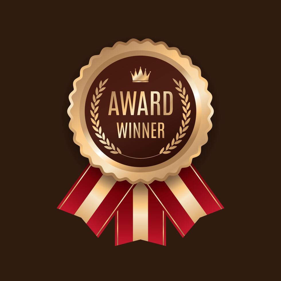 Award winner badge on brown vector