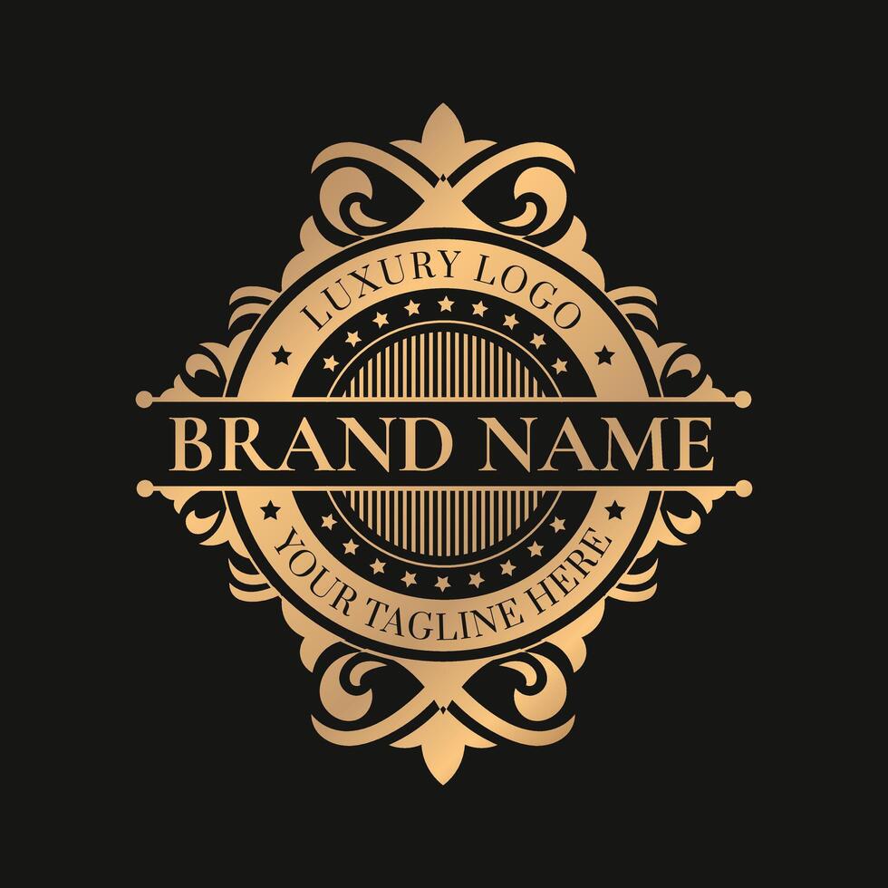 golden vintage logo design template vector