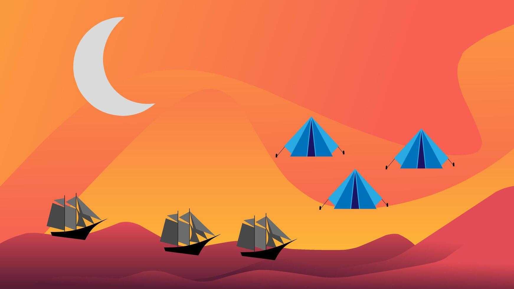 illustration of a sailing boat vector