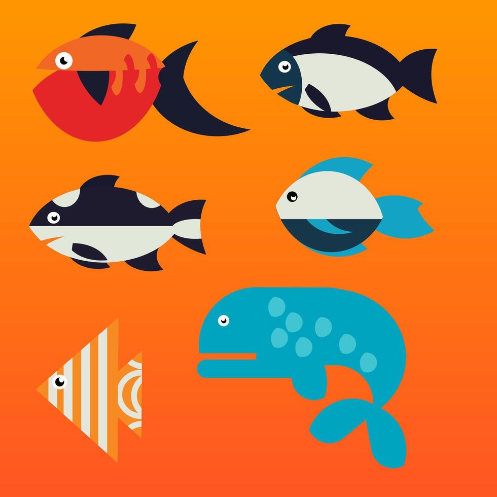 set of fish vector