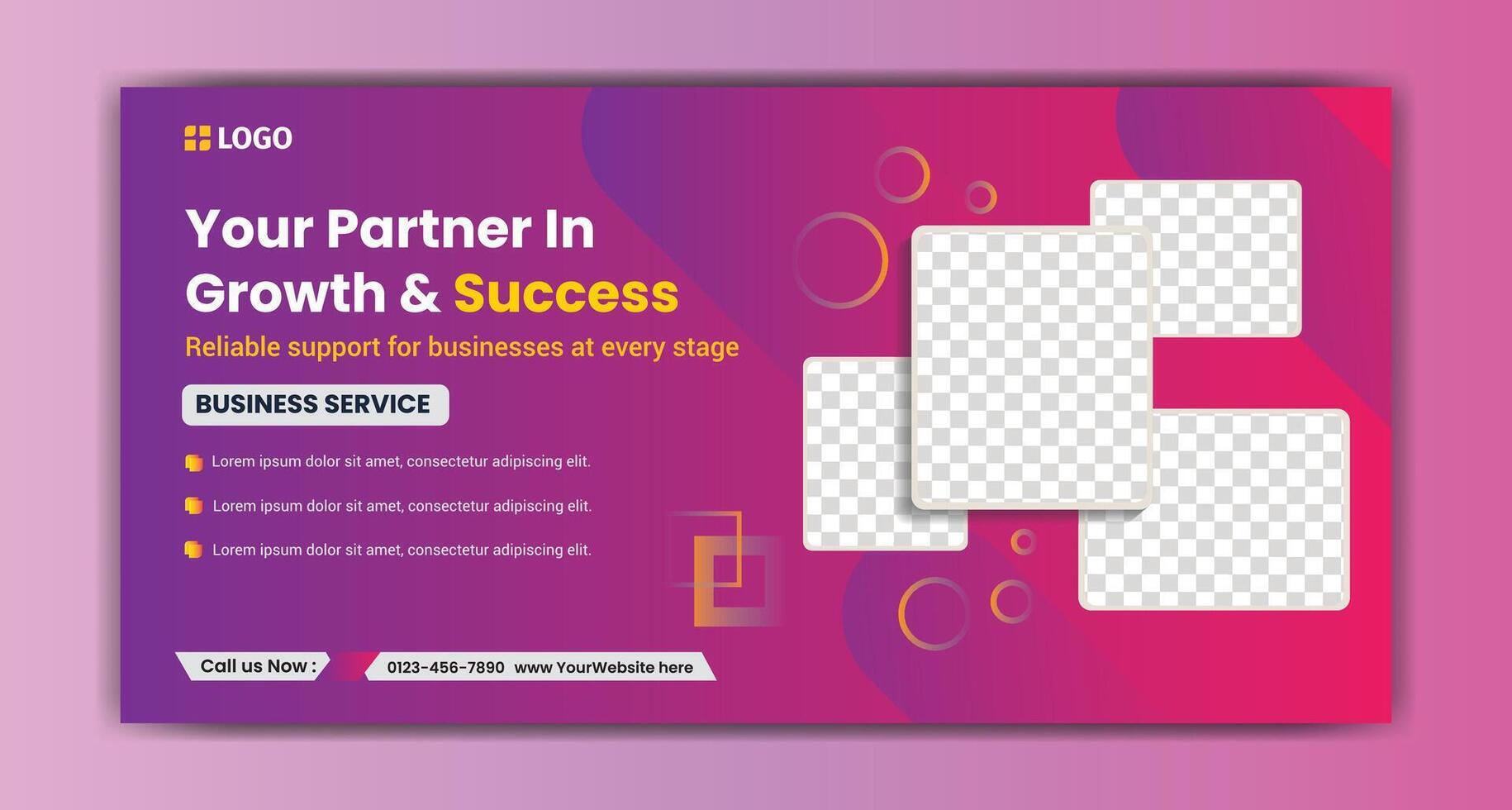 Your Partner in Growth and Success. Upgrade your own business with the best social media banner. vector