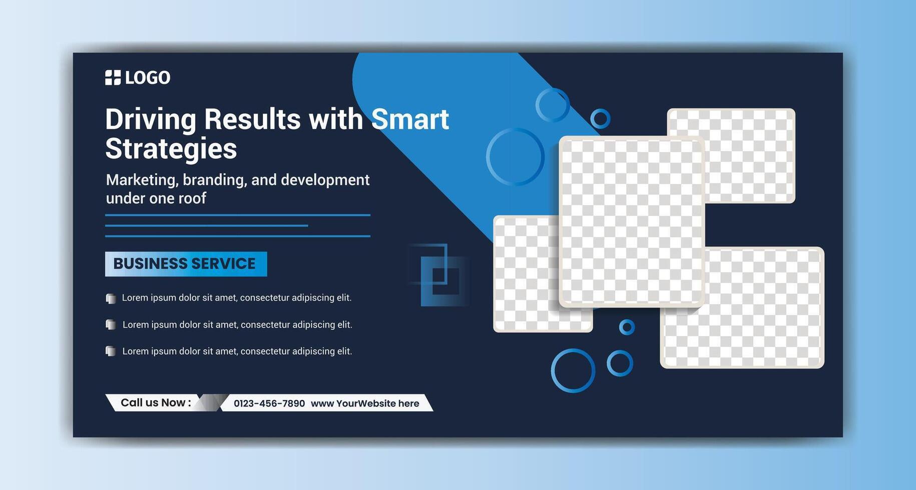 Driving Results with Smart Strategies. Business growing social media banner best. vector