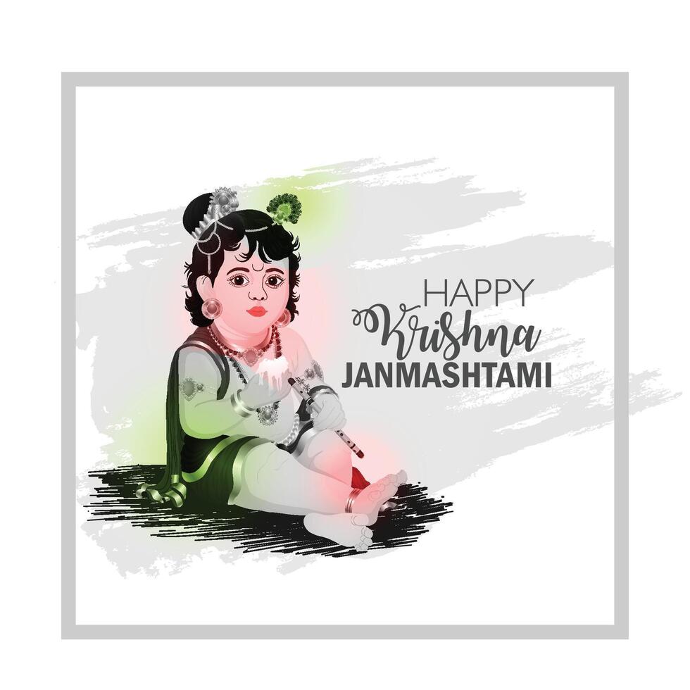 happy krishna festival with makhan mataki creative illustration background vector