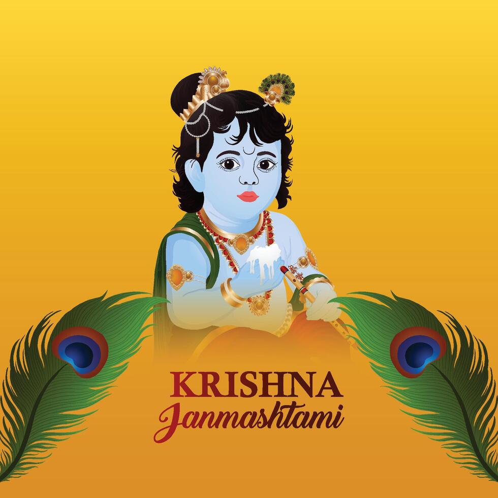 Happy krishna janmashtami banner vector
