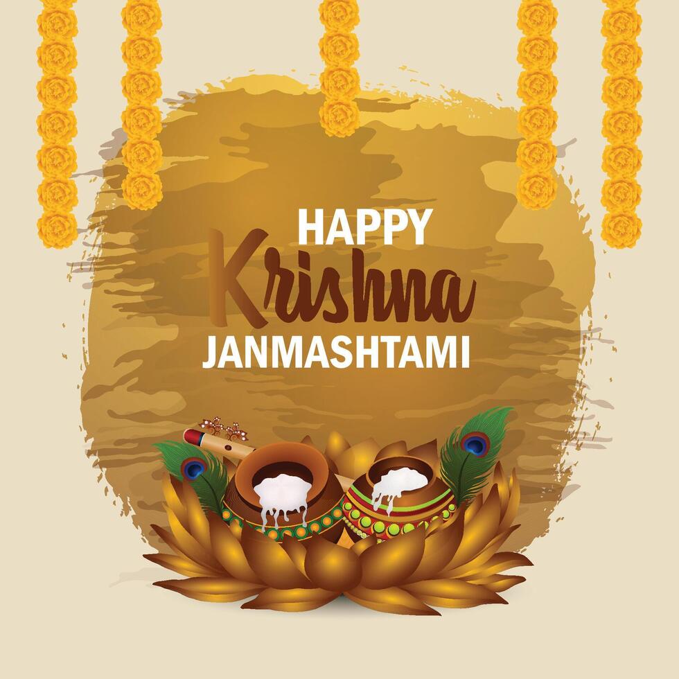 Happy Krishna janmashtami celebration background vector