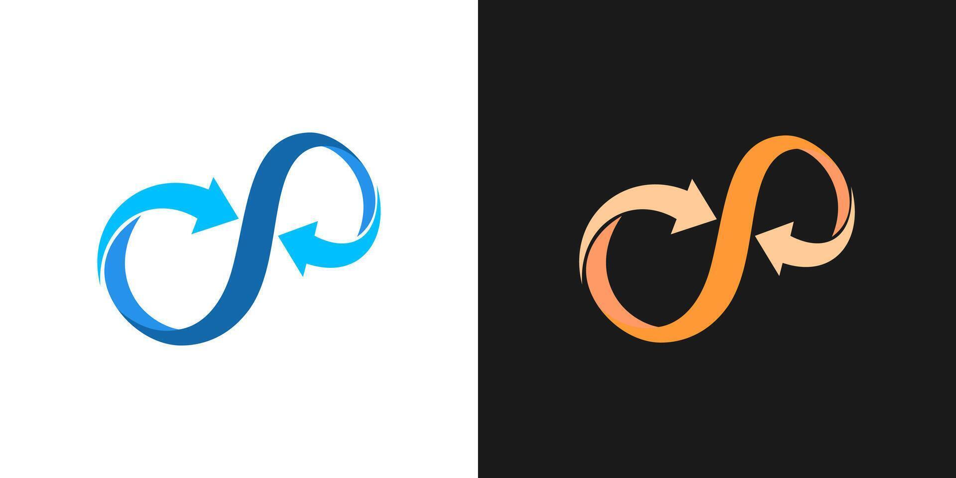 Infinity infinite arrow line icon endless loop logo design graphic vector