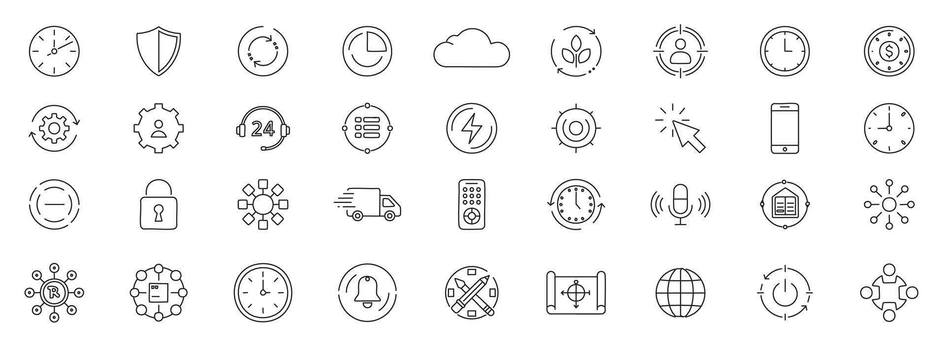 Minimal Line Benefit Icon Set Flat Outline Collection vector