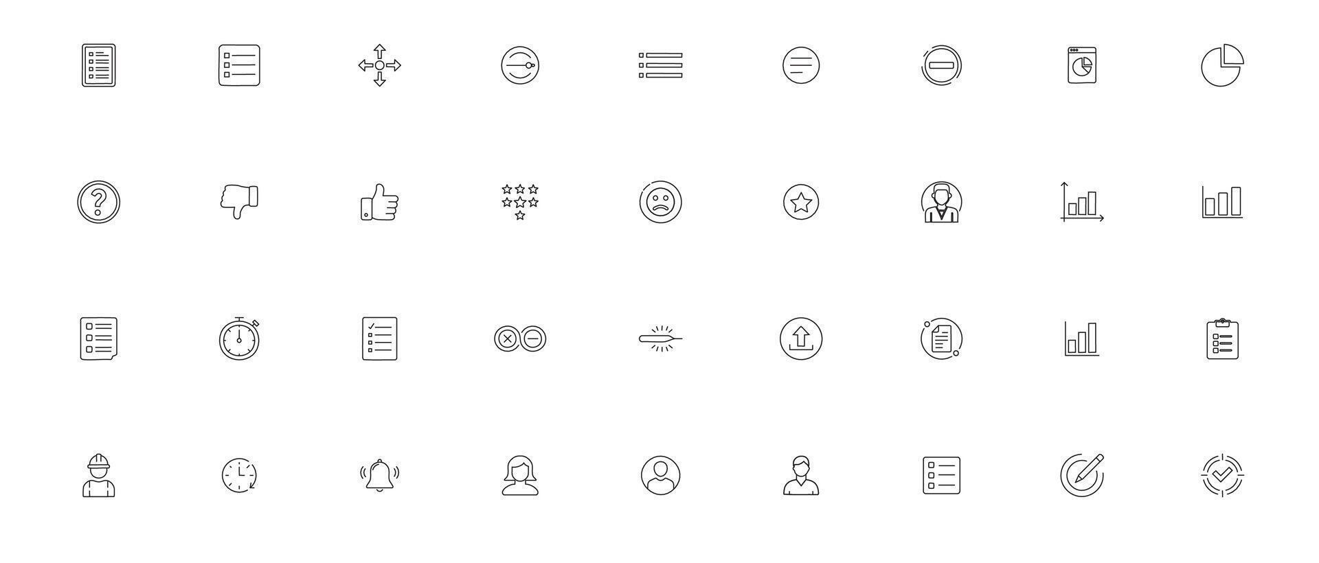 Flat Minimal Line Survey Icon Set vector