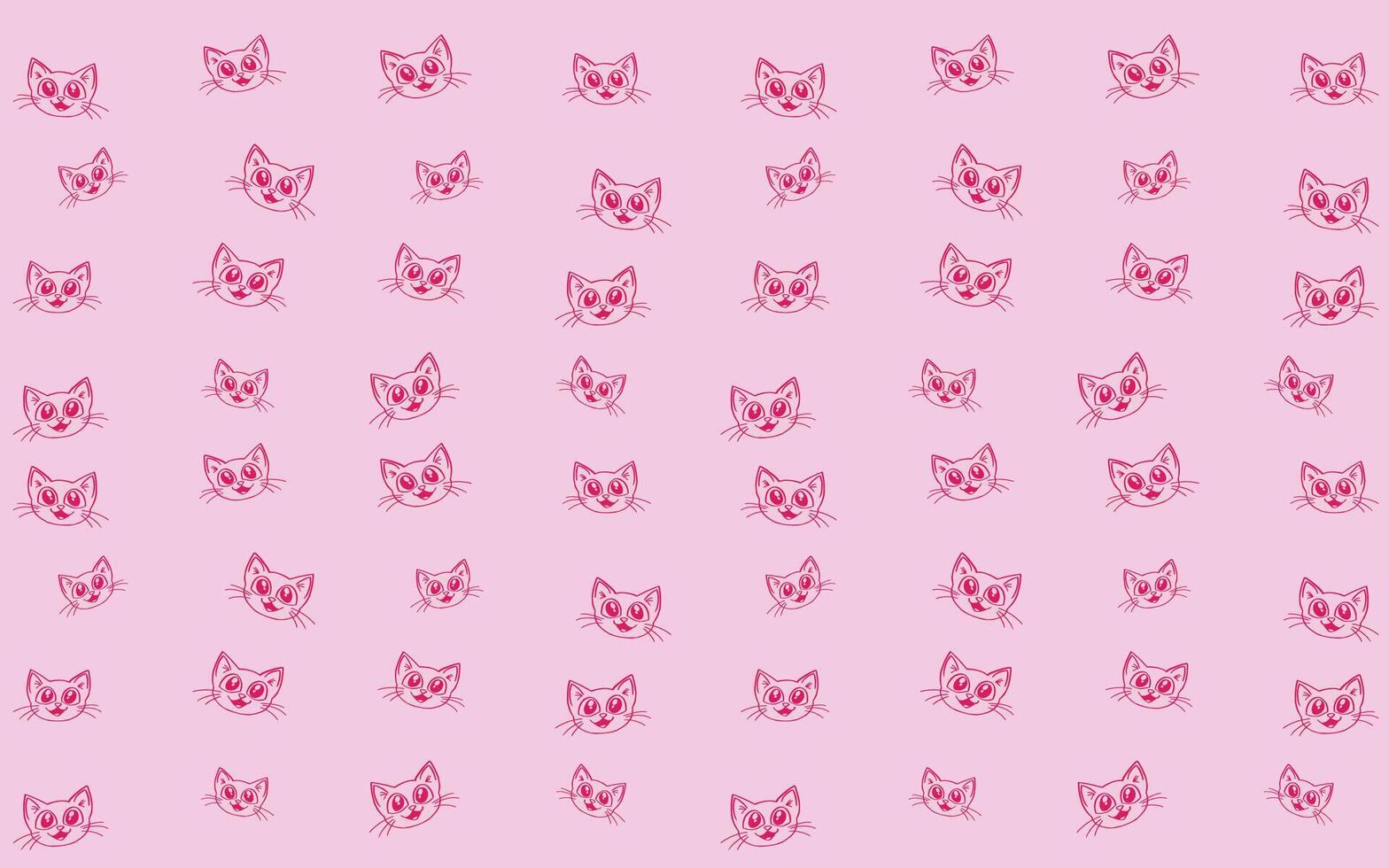 Minimalist pattern with pink cats head, abstract cat background wallpaper vector
