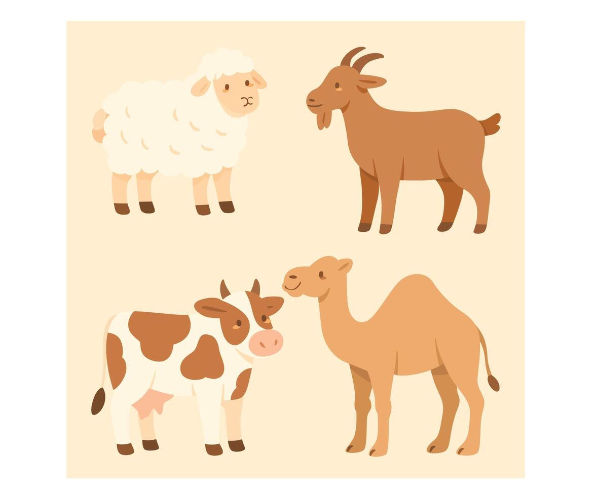 Eid Adha with Farm Animals vector