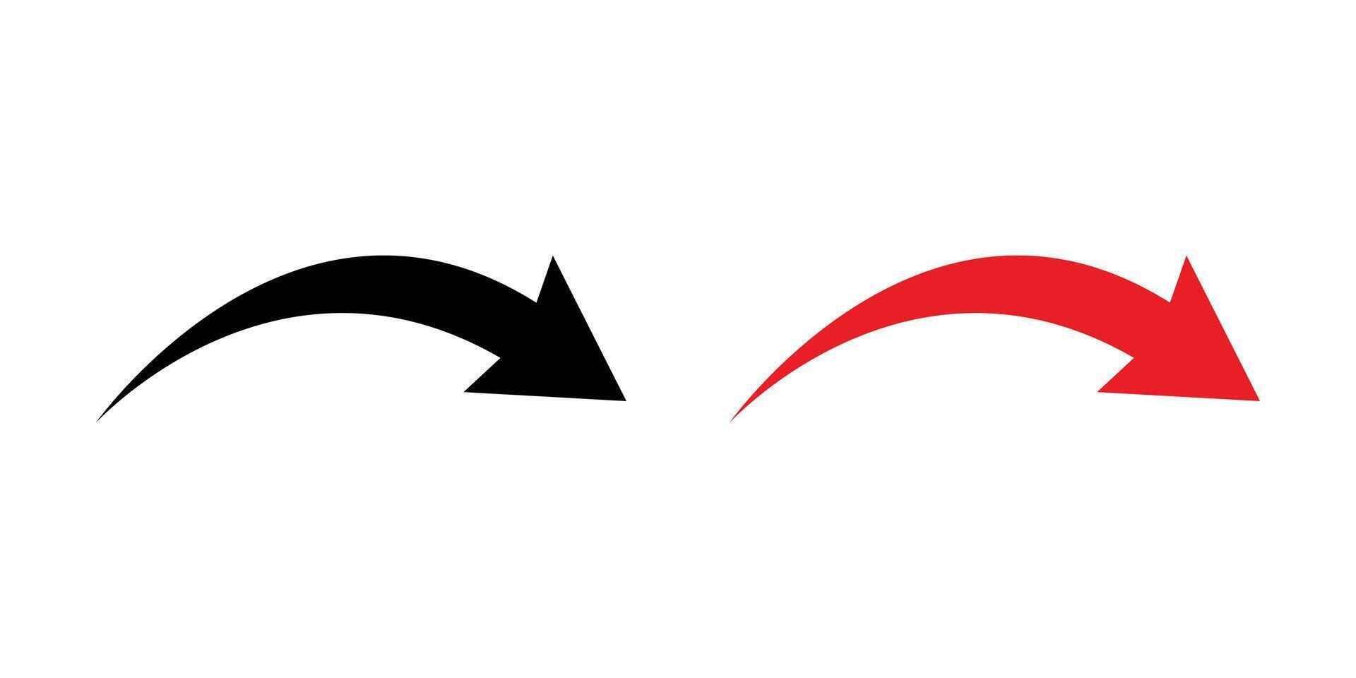 Downward curved arrow icon in generic style. Decrease direction sign symbol vector