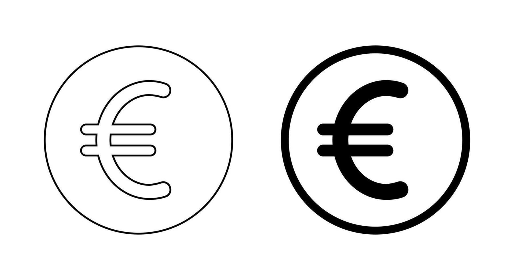 Euro currency icon on circle line. Europe currency sign symbol vector