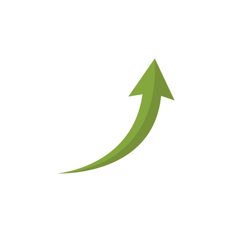 Rise curved arrow icon in flat style. Upward direction sign. Increase symbol vector