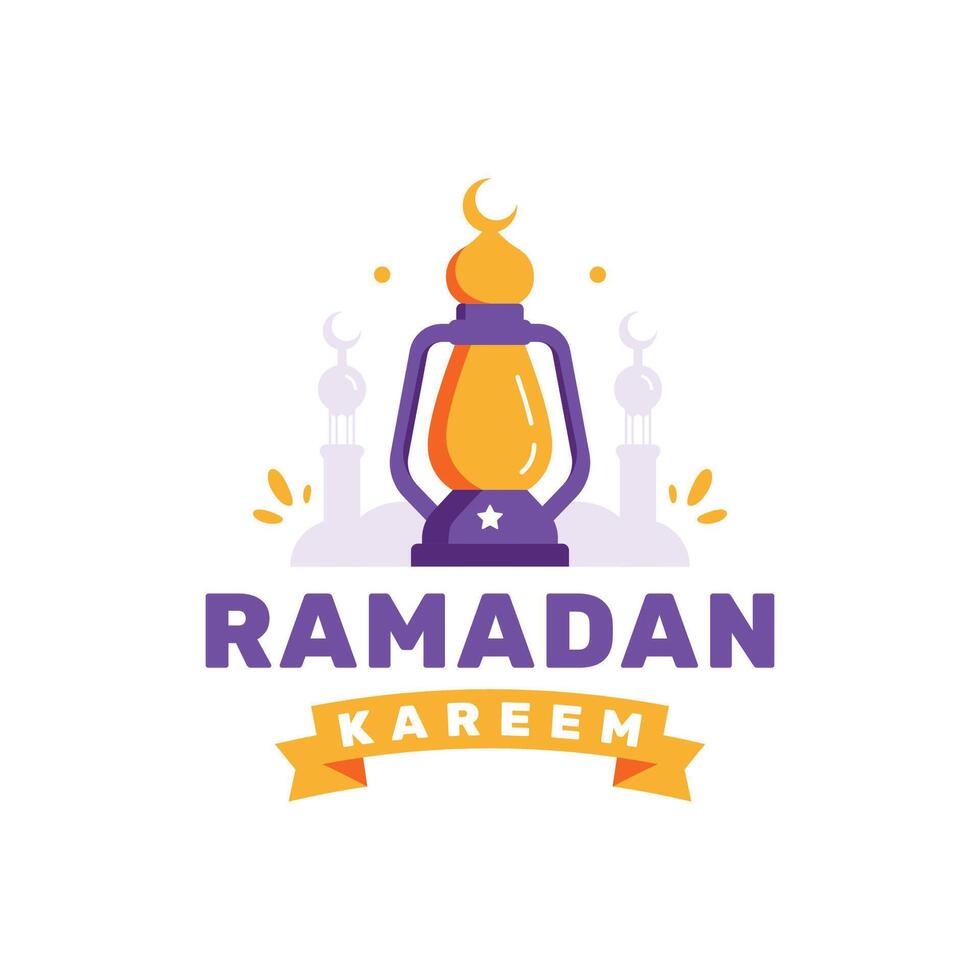 Ramadan Kareem Greeting in Flat Design vector
