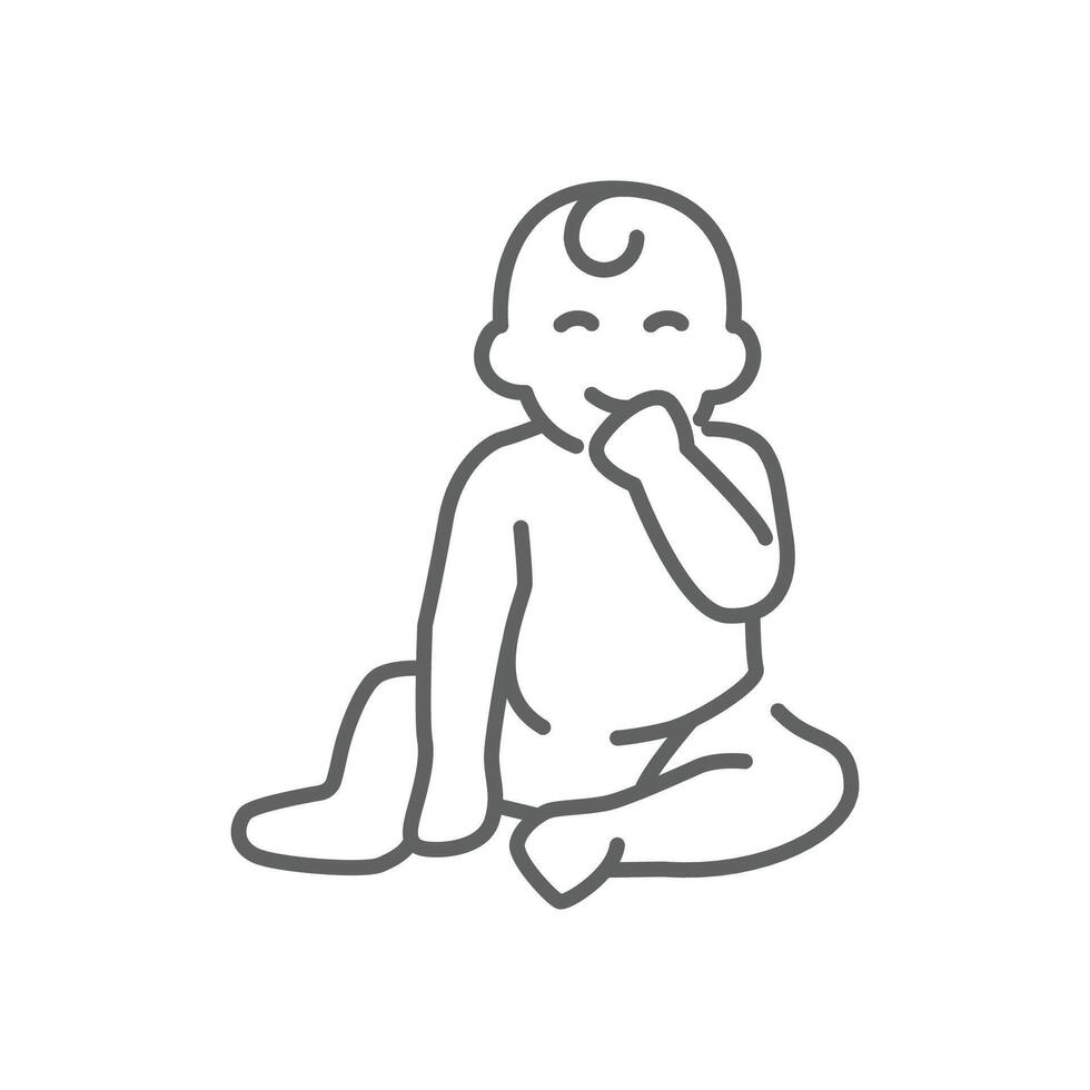 Baby sitting line icon. Simple outline style. Cute toddler child black linear isolated. Editable stroke vector