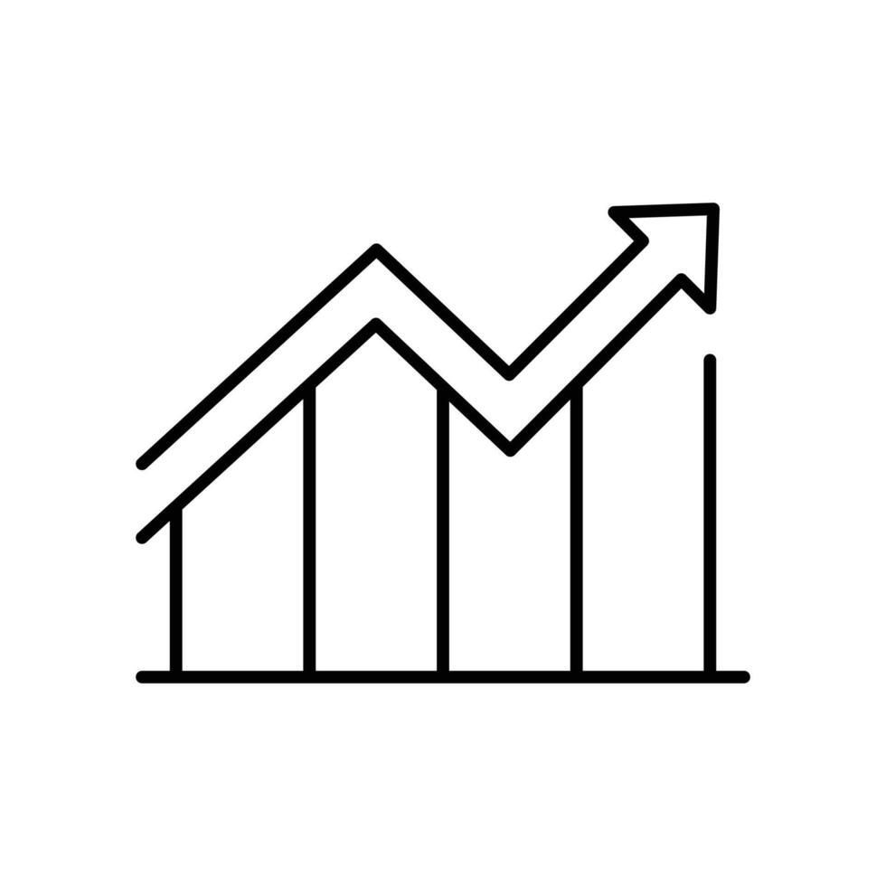 Outline Growth Chart with Upward Arrow Icon Business Progress Line Art Financial Increase Data Analysis vector