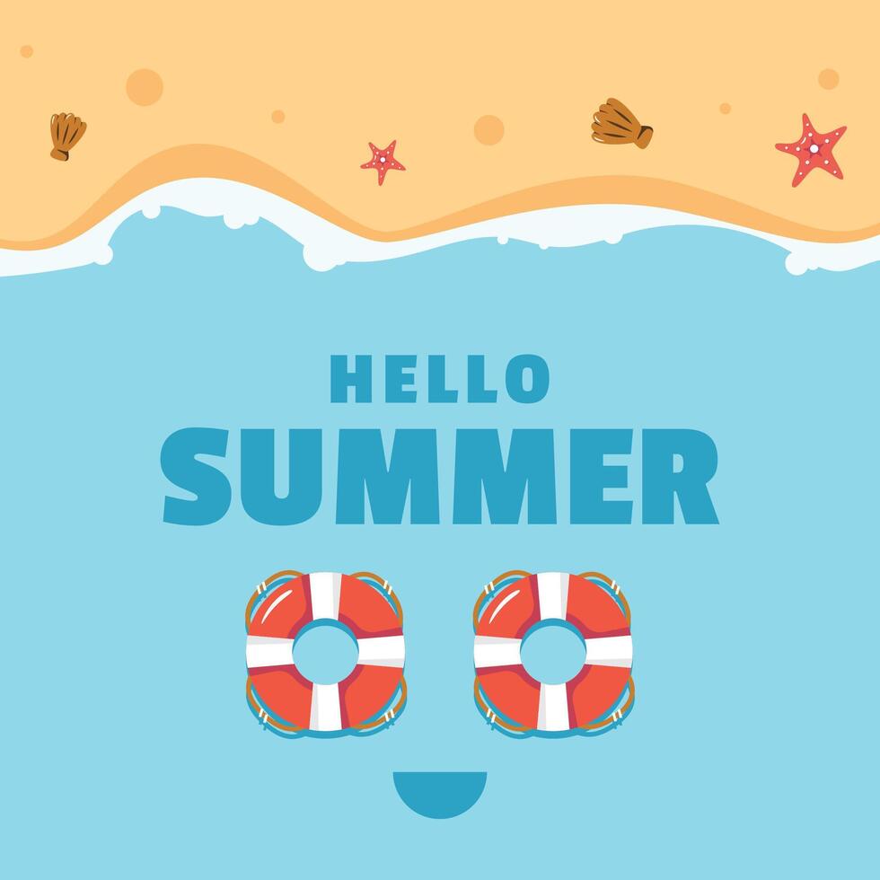 Hello summer design and background with Hand drawn style vector