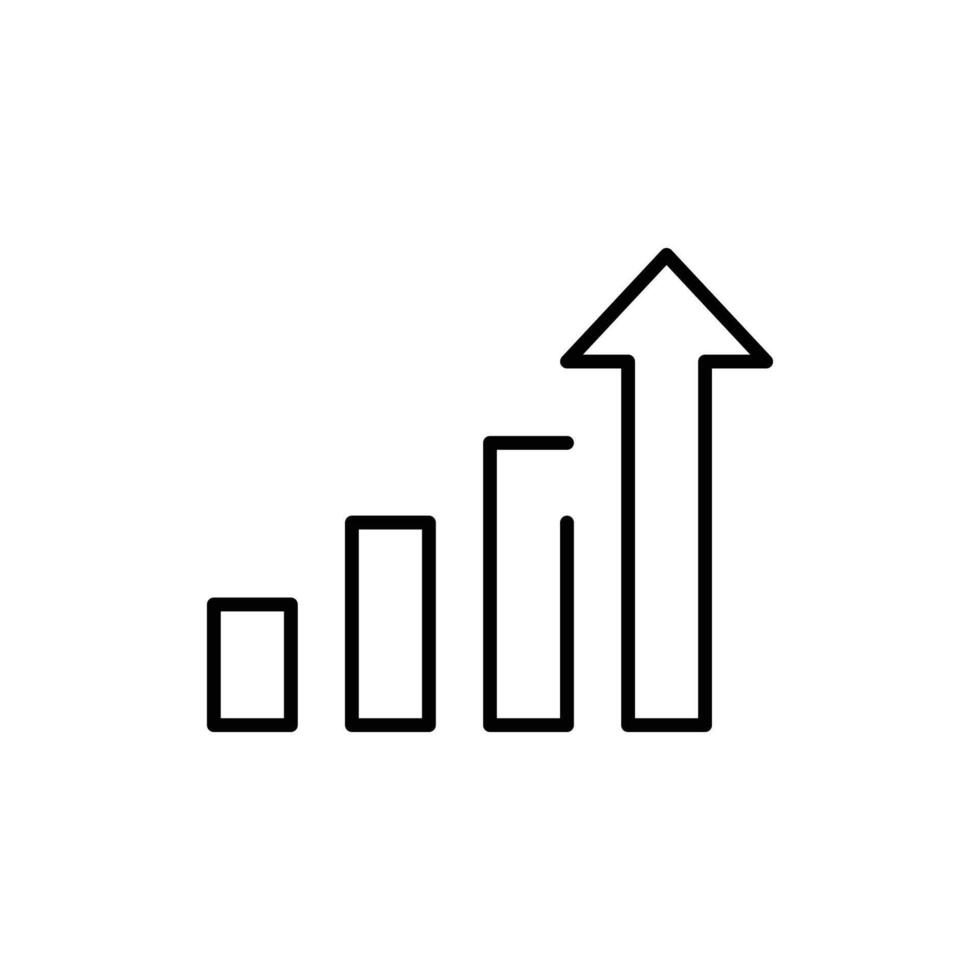 Growth Chart Arrow Icon in Outline Line Style with Representing Business Progress Success and Data Analytics vector