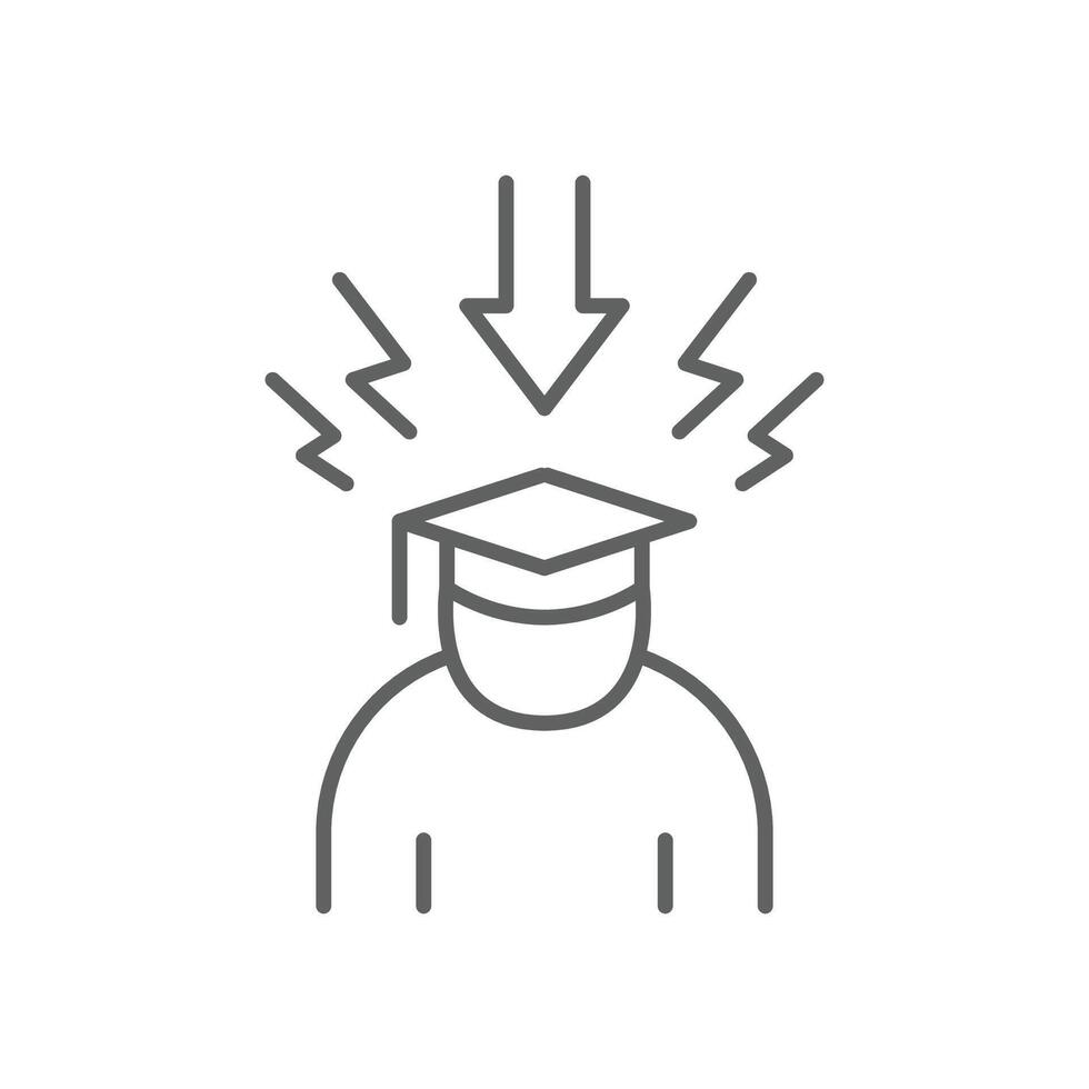 Thin Line Education Icon with Editable Stroke Representing Academic Pressure School Stress and Mental Health Struggles in Students vector