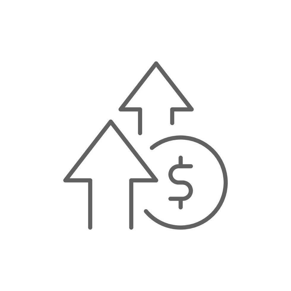 Editable Stroke Outline Icon Showing Money Value Upward Trend and Growing Expenses Cost Increase Financial Growth Symbol vector