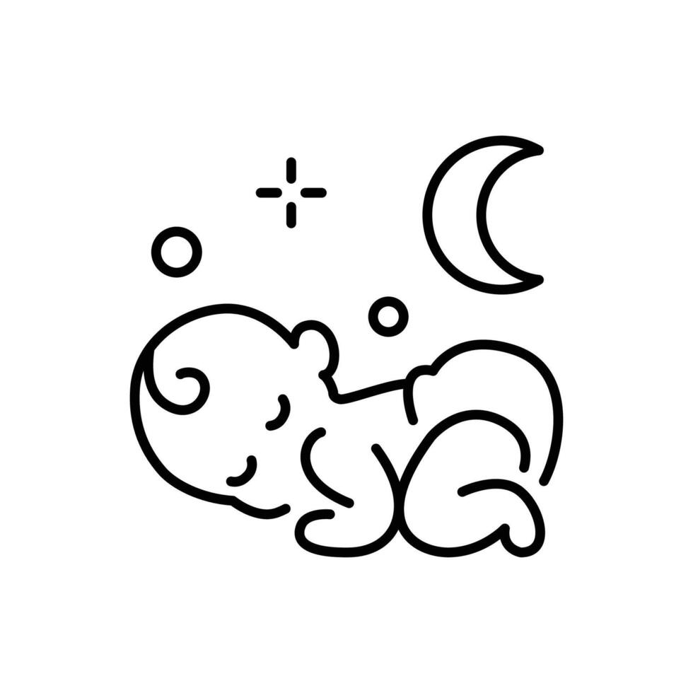 Sleeping baby icon. Simple outline style. Baby silhouette, stylized line logo. Cute simple design. vector