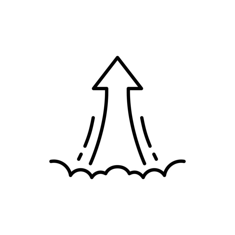 Icon of Arrow Launch in Outline and Line Style Concept of Takeoff Progress Increase and Innovation vector