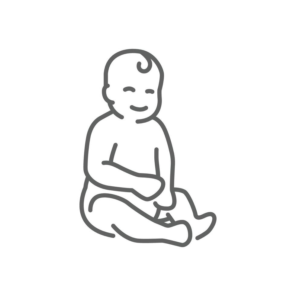 Sitting infant icon simple linear style. Editable stroke vector