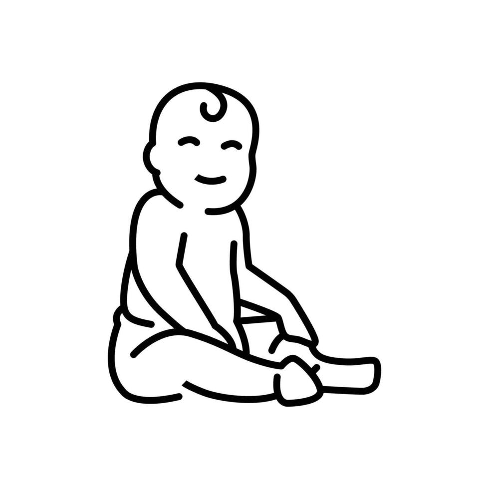 Baby sitting icon simple outline style. vector