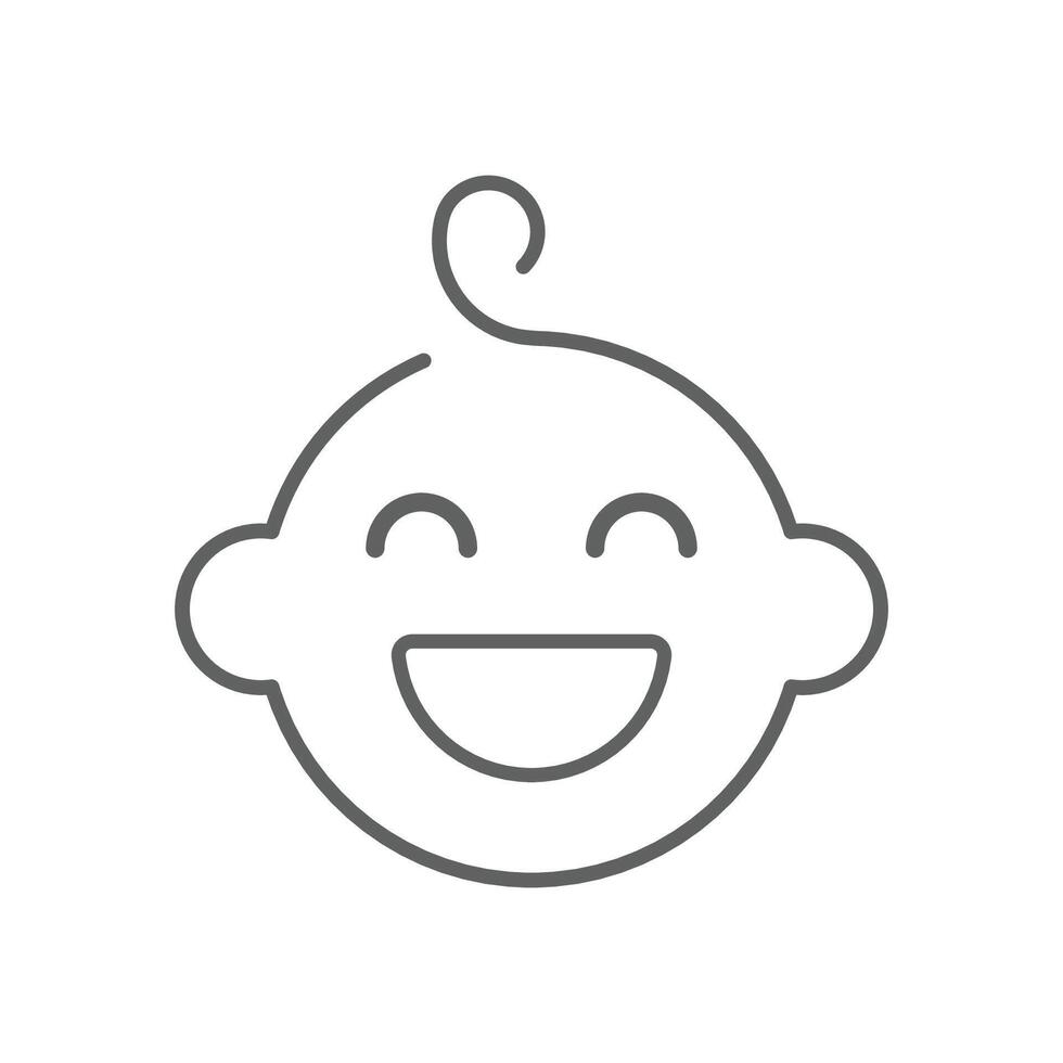 Simple outline icon of baby boy smiling face. Editable stroke vector