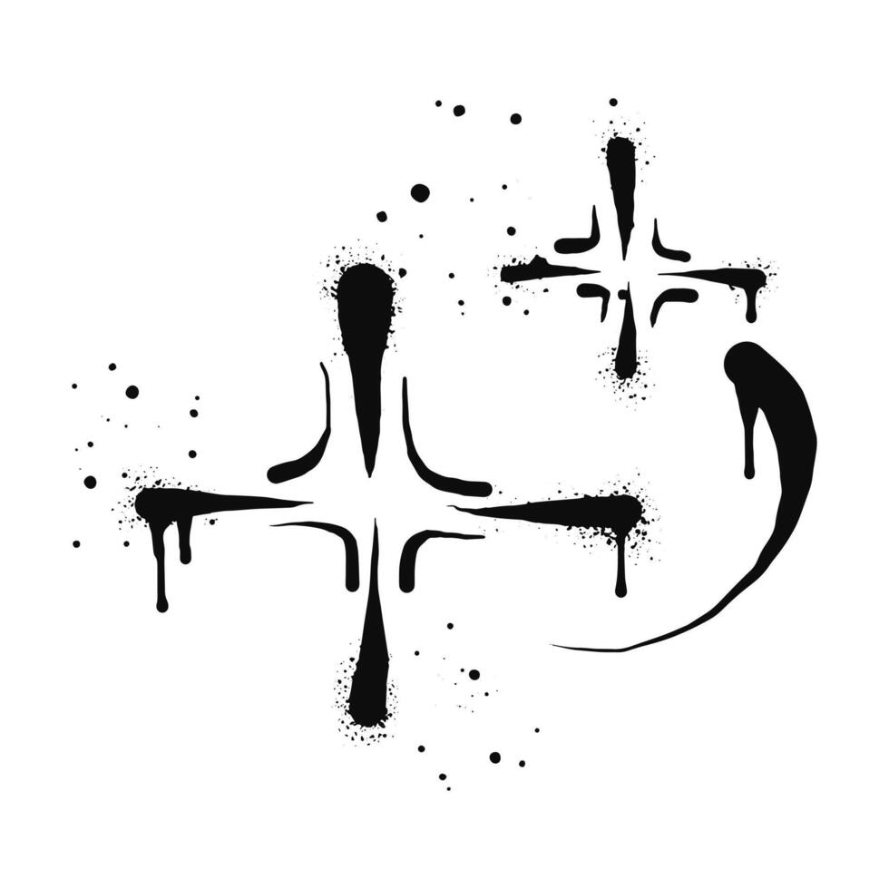 Spray painted graffiti sparkle icon. black over white. stars sparkle drip symbol. isolated on white background. vector