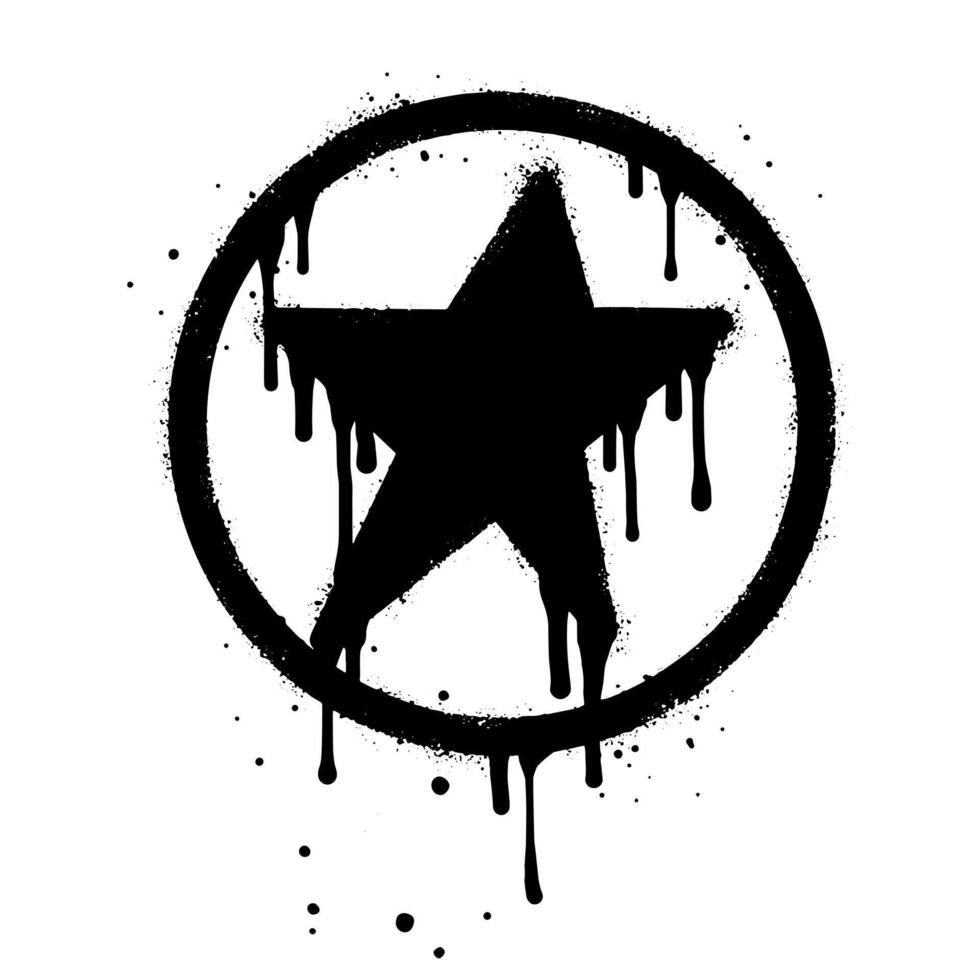 Spray painted graffiti Star sign in black over white. Star drip symbol isolated on white background vector