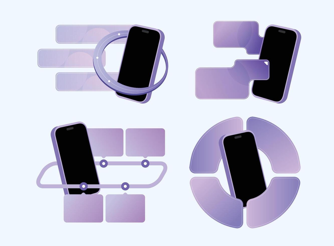 Modern Smartphone UI Infographic Elements Collection vector