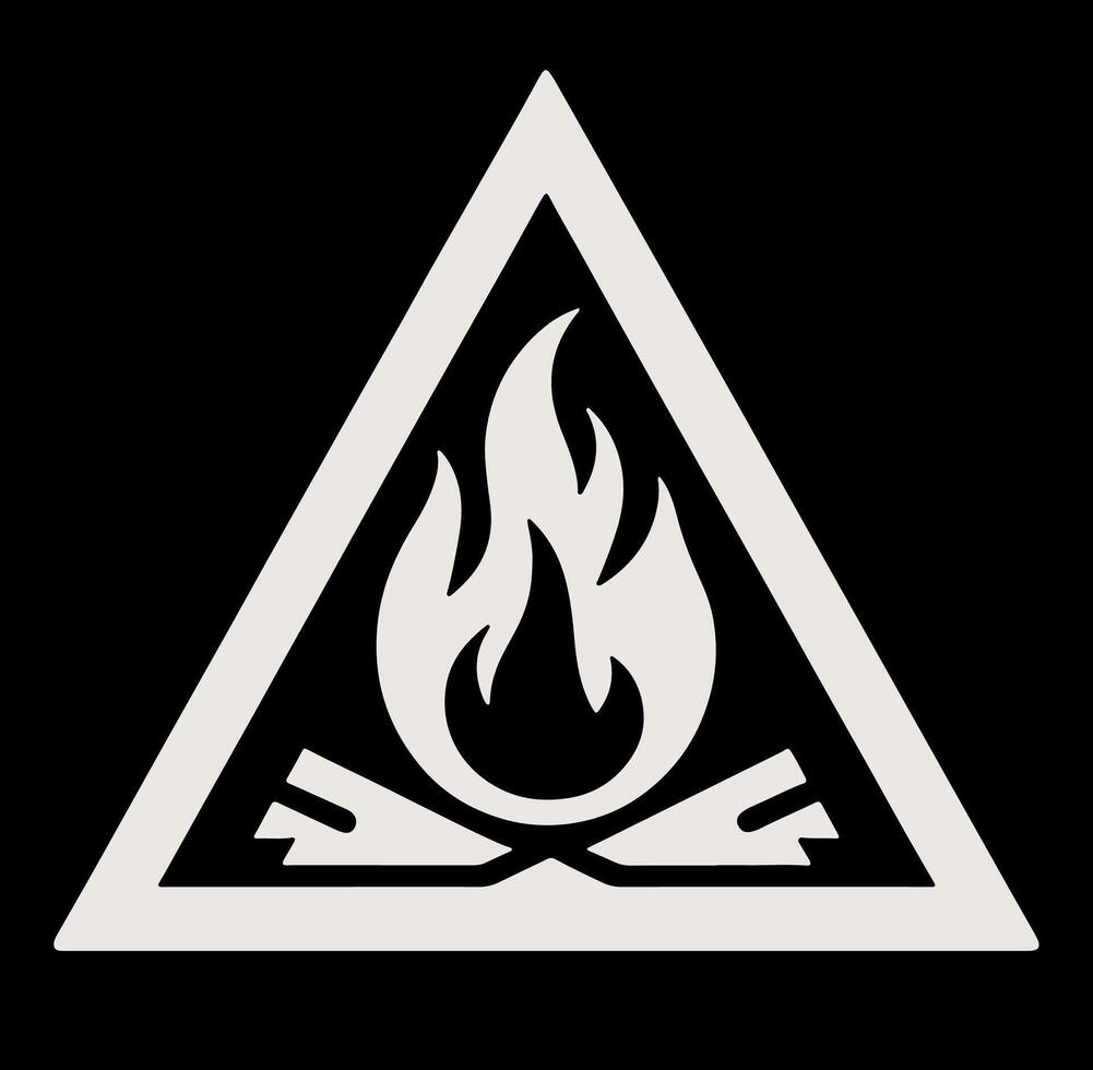 White triangle with a fire in it vector