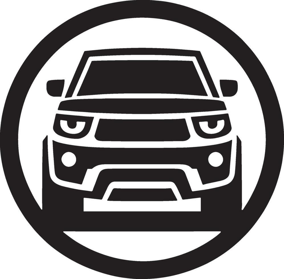 Black and white image of a car in a circle vector