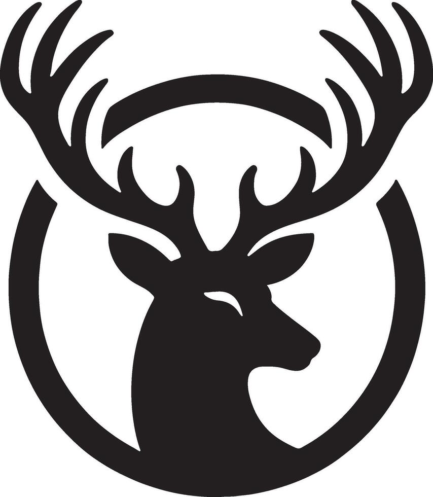 A black and white deer head logo vector