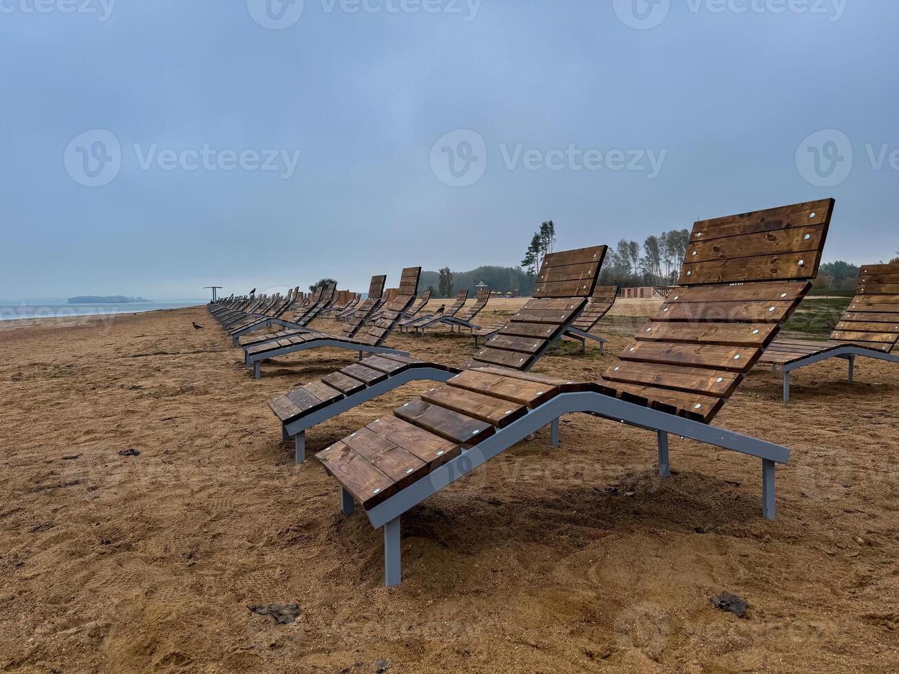 Beach chairs on the beach photo